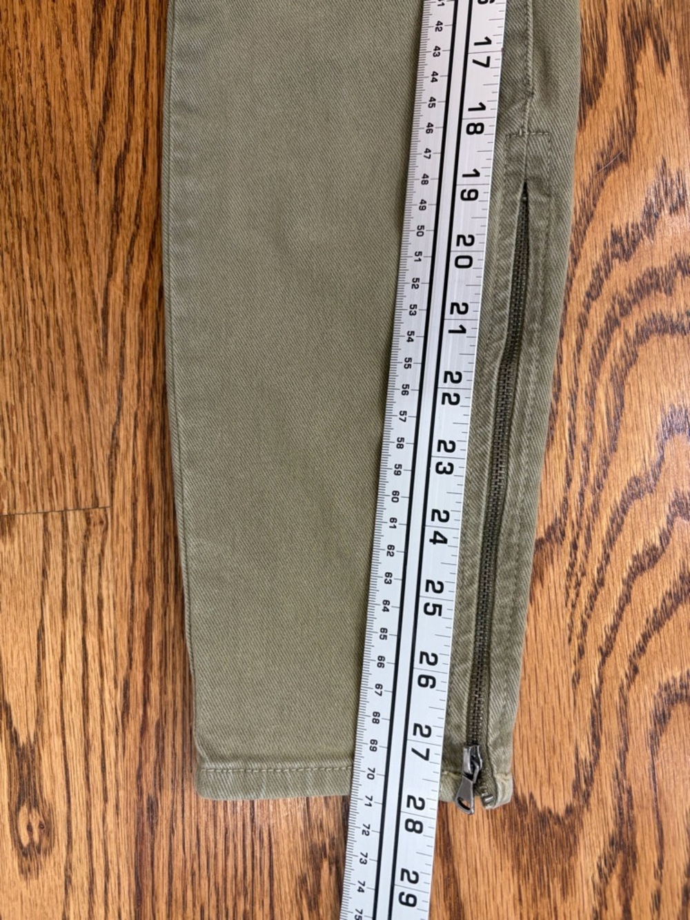 PAIGE Denim Marley Skinny Moto Jean in Fatigue Green (27) - Picture 6 of 10